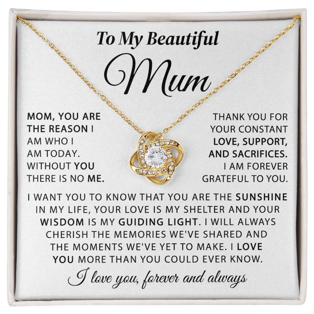 To My Beautiful Mum - The Sunshine in My Life - Knot Necklace