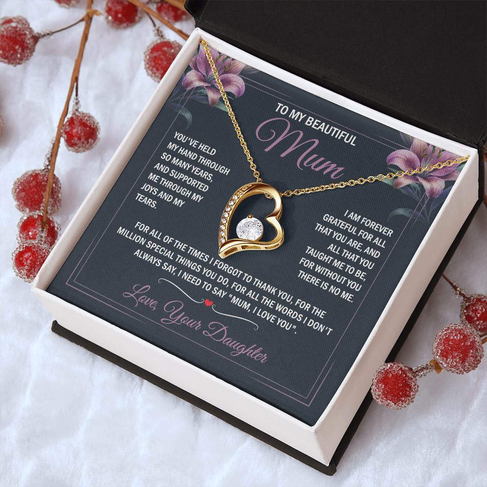To My Beautiful Mum - Joy & Tears - Heart Necklace