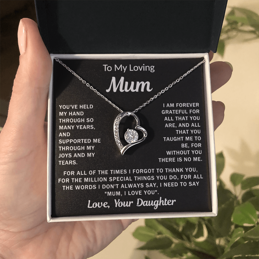 To My Loving Mum, your Daughter - Heart Necklace