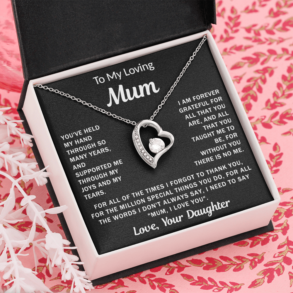 To My Loving Mum, your Daughter - Heart Necklace