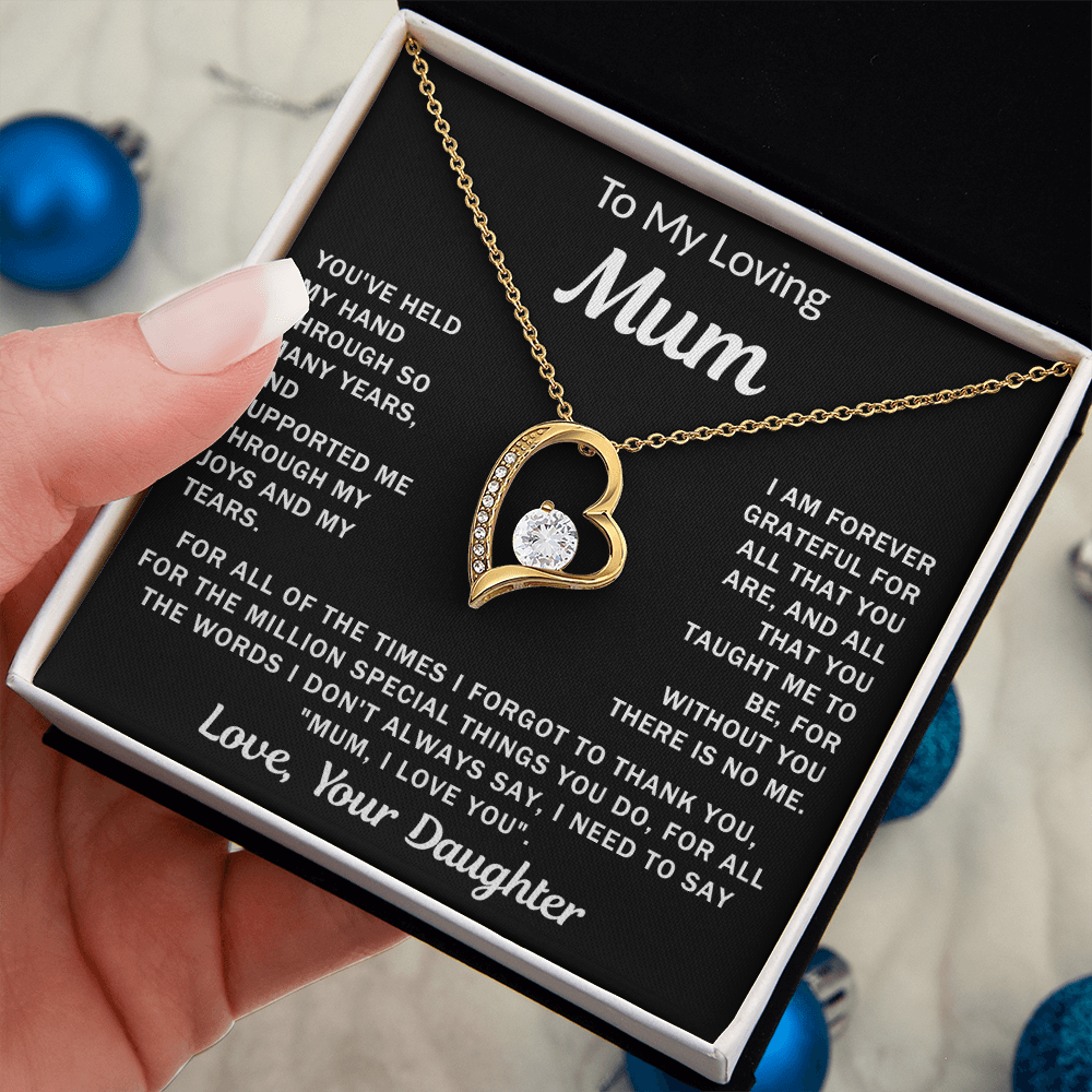 To My Loving Mum, your Daughter - Heart Necklace