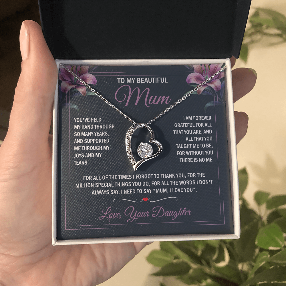To My Beautiful Mum - Joy & Tears - Heart Necklace