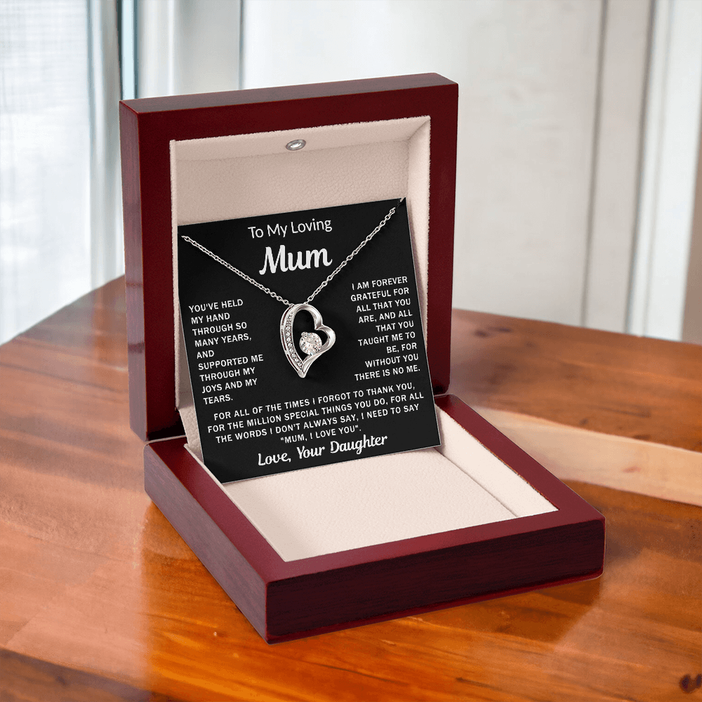 To My Loving Mum, your Daughter - Heart Necklace