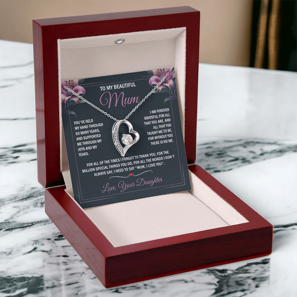 To My Beautiful Mum - Joy & Tears - Heart Necklace