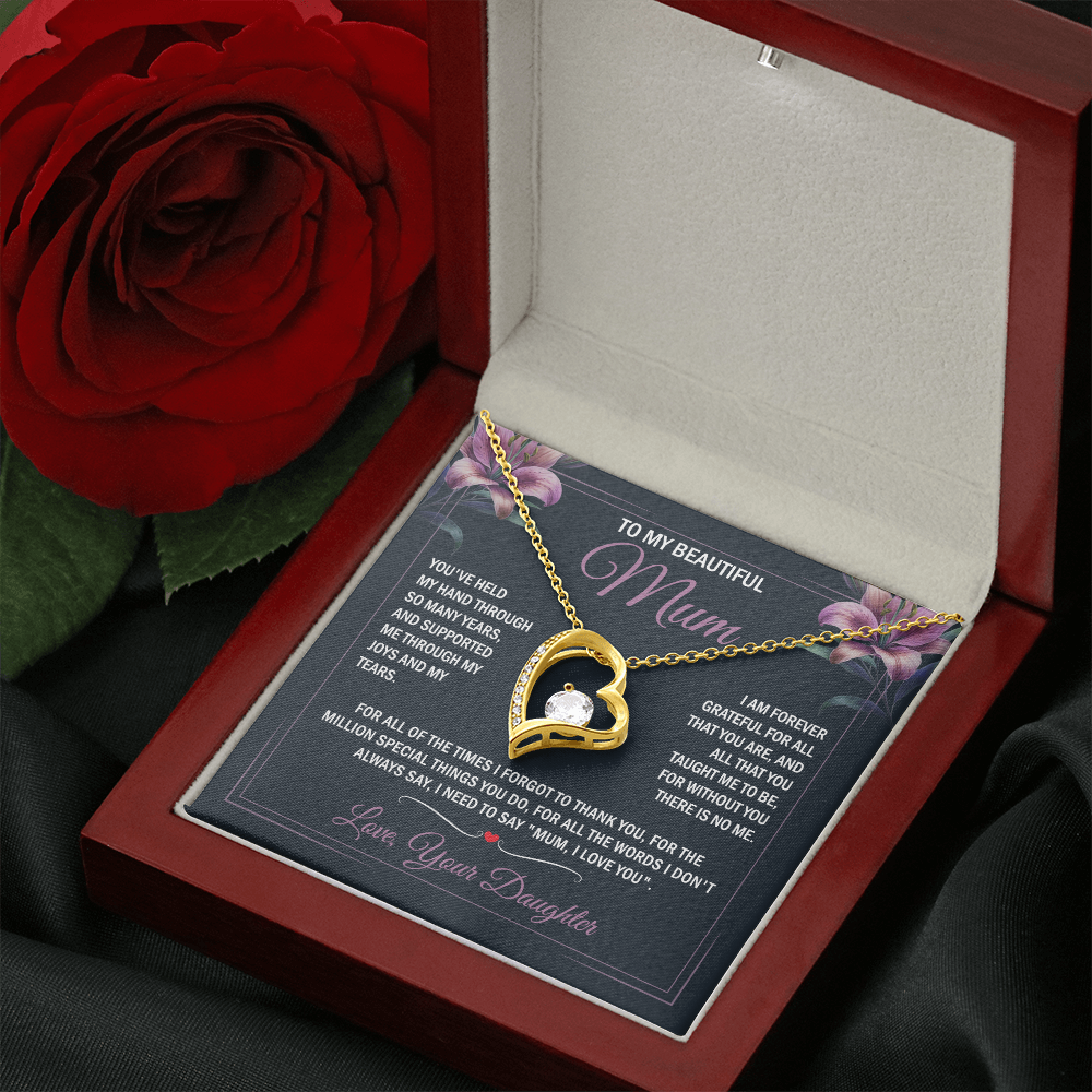 To My Beautiful Mum - Joy & Tears - Heart Necklace