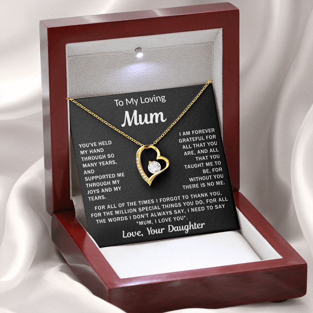 To My Loving Mum, your Daughter - Heart Necklace