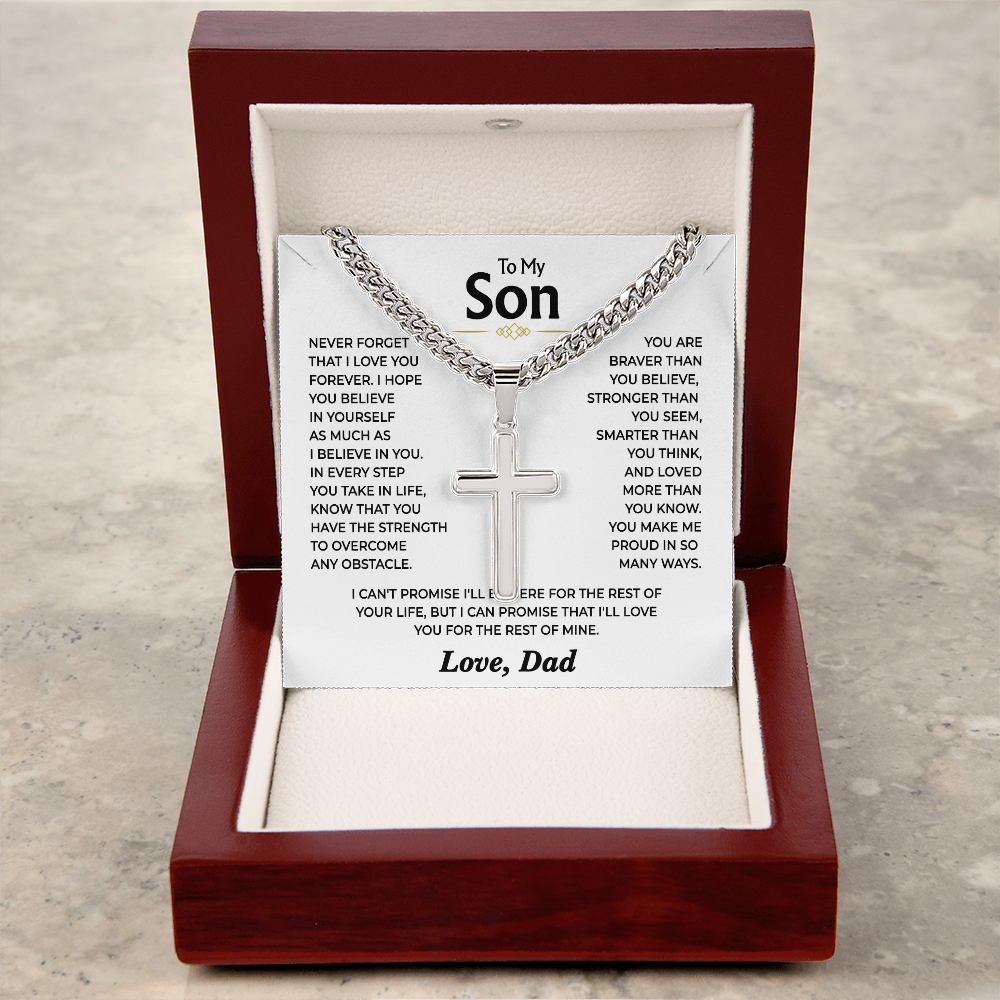 To My Son - Love You Forever from Dad - Cross Necklace