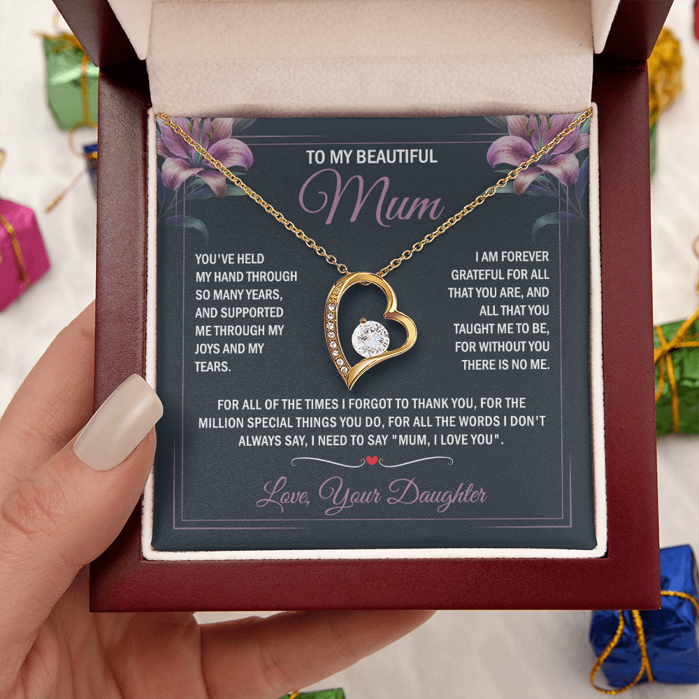 To My Beautiful Mum - Joy & Tears - Heart Necklace