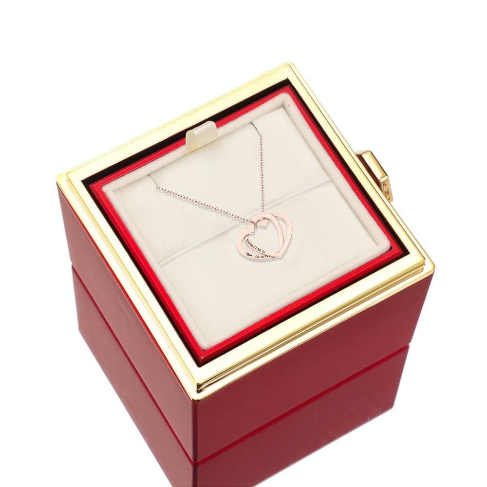 Two interlocked hearts - Custom necklace - Rose Gold